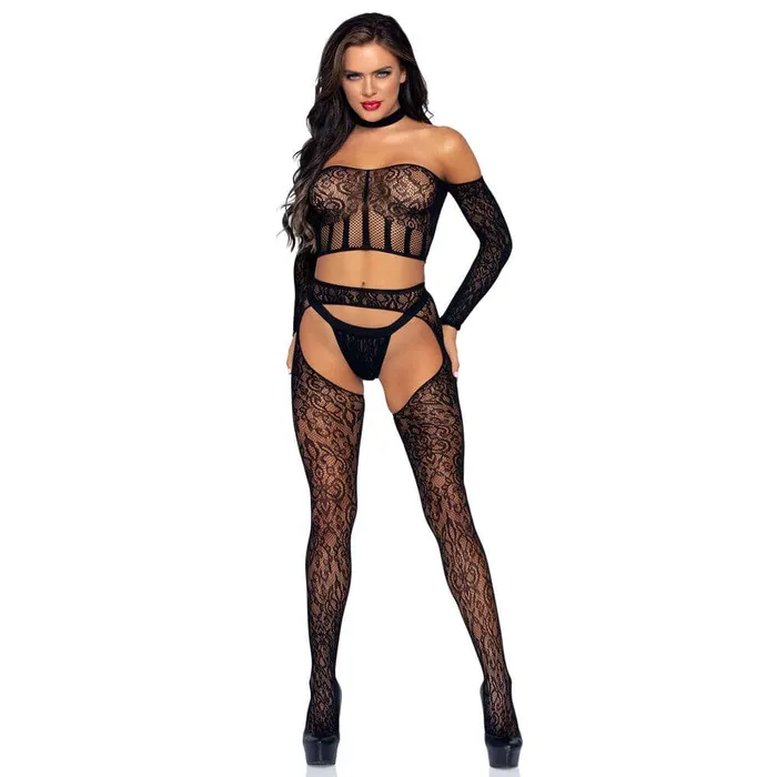 Leg Avenue Lingerie Dildos Leg Avenue Top and Suspender Set UK 8 to 14
